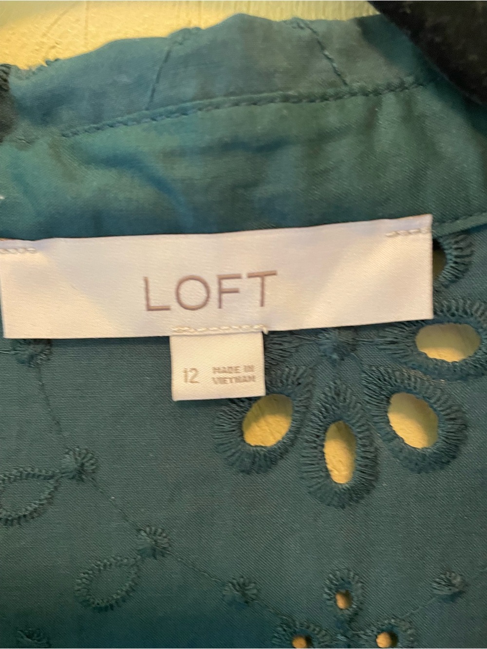 LOFT Green Eyelet Button-Front Dress - Picture 2 of 4